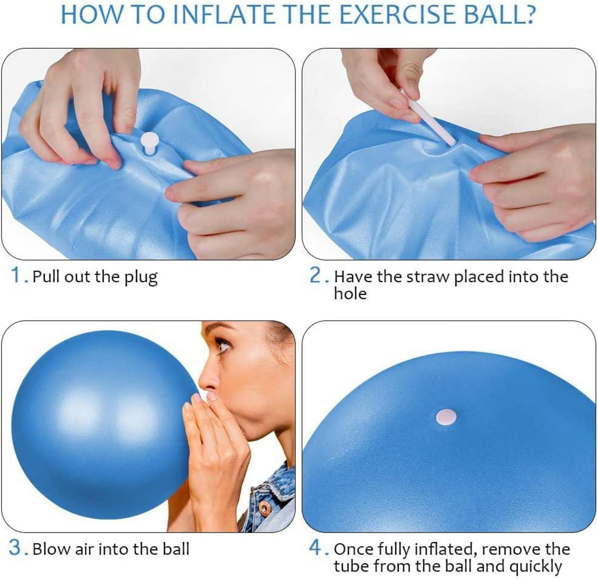 25cm Gymnastikball Yoga Pilates Anti-Burst-Übungsball Blau