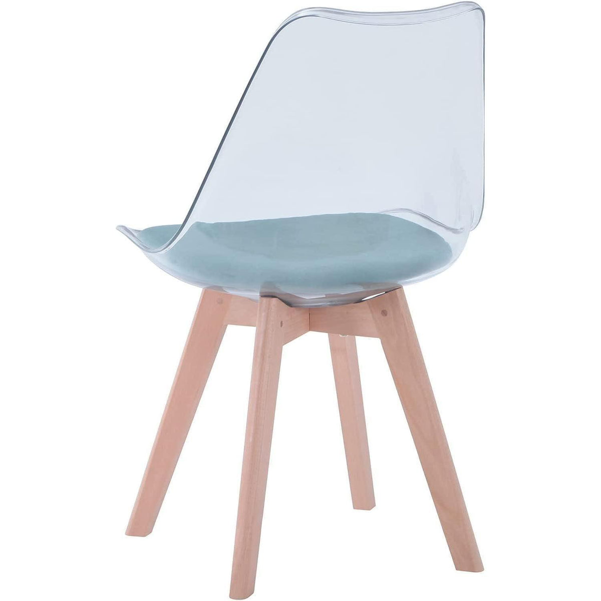 Moderner Esszimmerstuhl Set (8) – Transparent, Grün mit Kissen