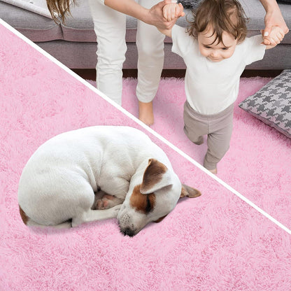 Weicher Hochflor Shaggy Teppich Rosa 200x300 cm
