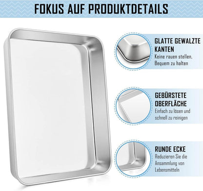 Backblech Edelstahl Rechteckig Auflaufform Ofenblech 31.5x24.7x5cm