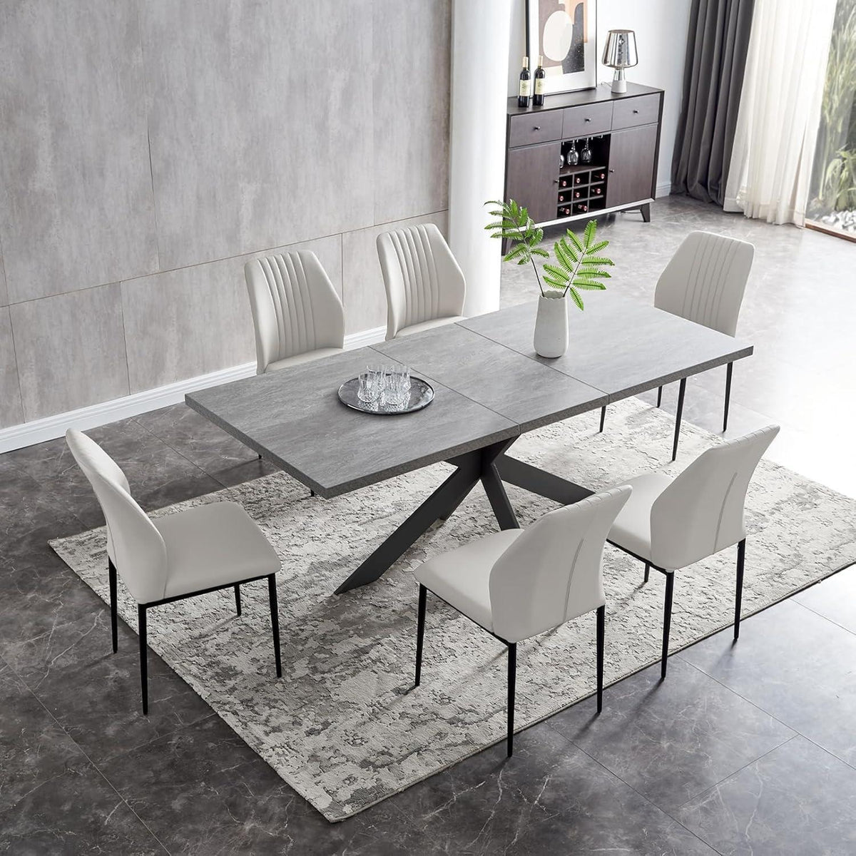 Ausziehbarer Esstisch mit 6 Stühlen – Modernes Esszimmer Set