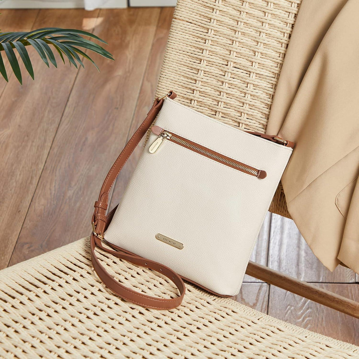 BOSTANTEN Umhängetasche Damen Crossbody Schultertasche Beige Braun