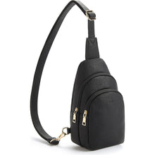 Telena Damen PU Leder Crossbody Sport Umhängetasche Schwarz