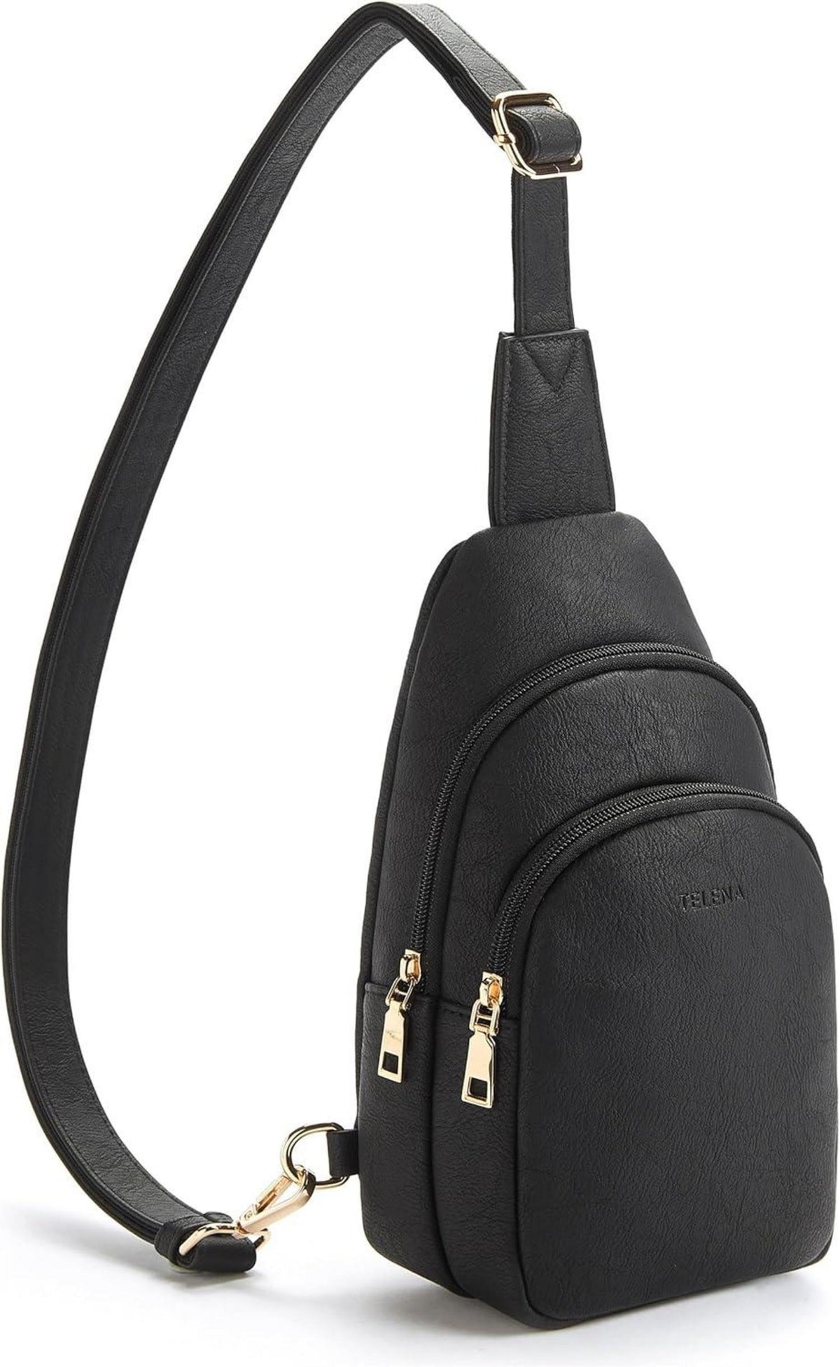 Telena Damen Crossbody PU Leder Schultertasche Schwarz