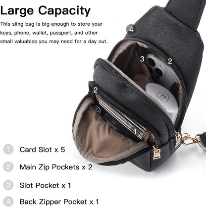Telena PU Leder Damen Crossbody Umhängetasche Schwarz