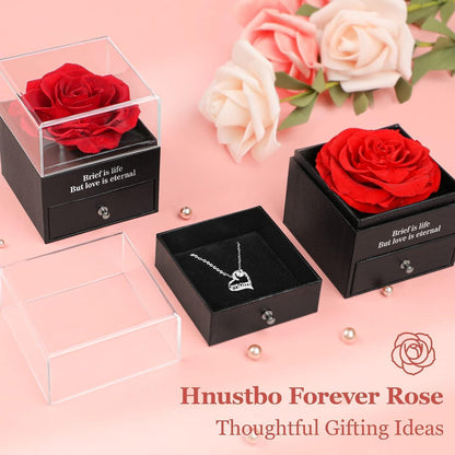 Ewige Rose Mama Halskette Geschenkbox Rot