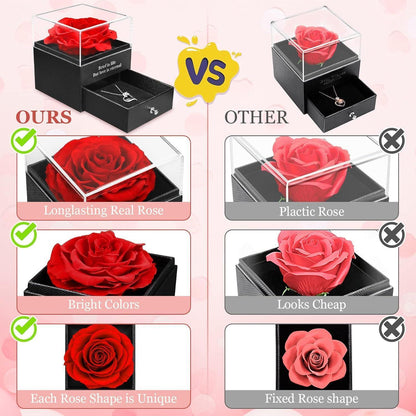 Ewige Rose Mama Halskette Geschenkbox Rot