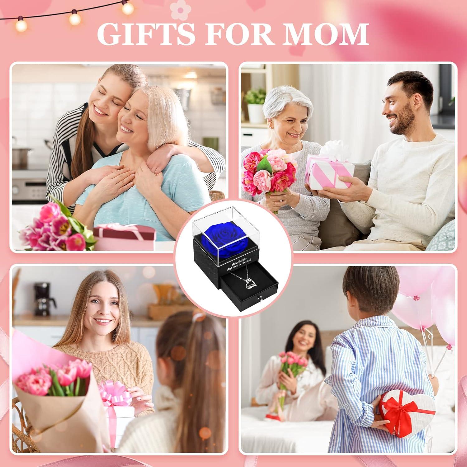 Ewige Rose Muttertagsgeschenk Mama Blau Halskette Box
