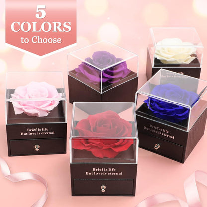 Ewige Rose Geschenkbox Mutter Mama Halskette Blau