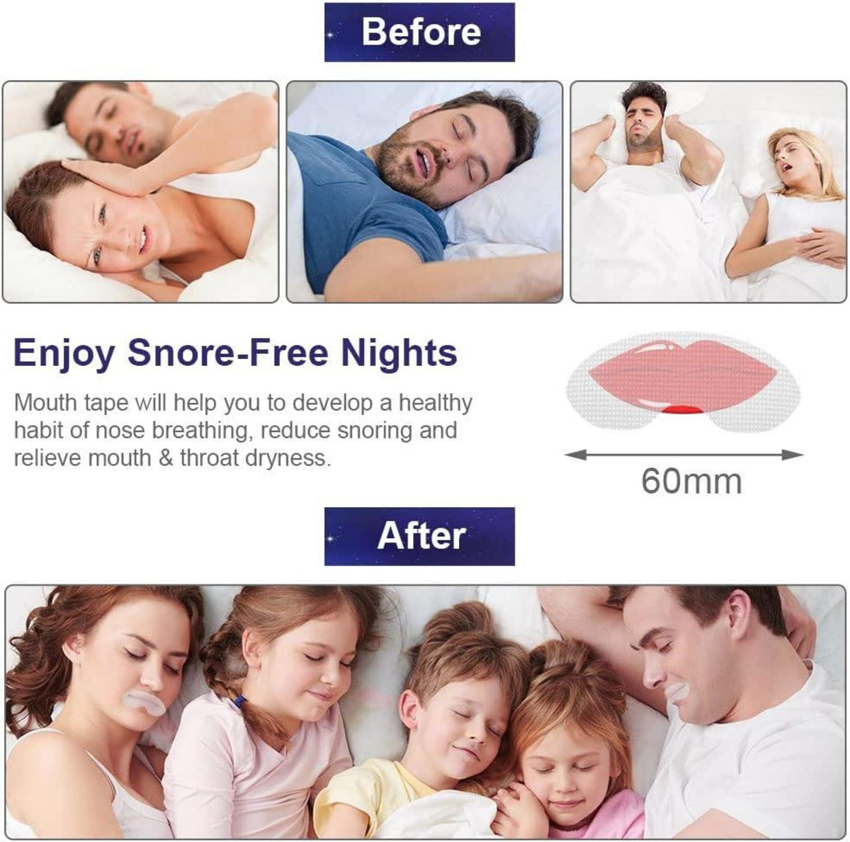 Mouth Tape für Schnarchen Verhindern und Besser Schlafen, 90 Stück