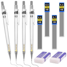 Druckbleistift Set mit Minen & Radiergummi (0,3/0,5/0,7/0,9 mm)