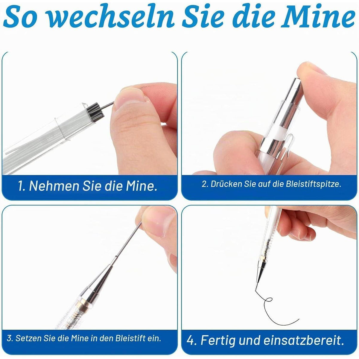 Druckbleistift Set mit Minen & Radiergummi (0,3/0,5/0,7/0,9 mm)