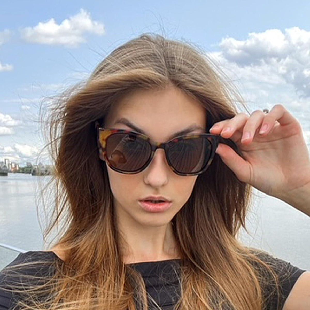 Vintage Cat Eye Sonnenbrille Damen - Polarisiert, UV400, Braun Rahmen