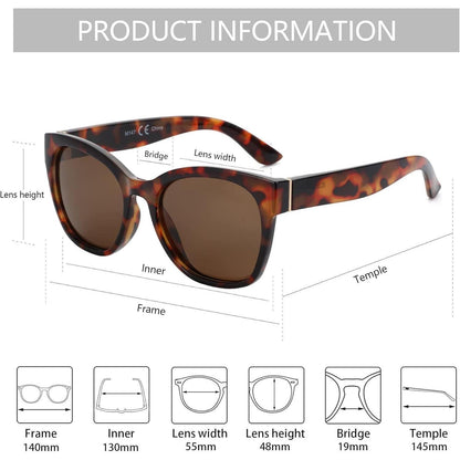 Vintage Cat Eye Sonnenbrille Damen - Polarisiert, UV400, Braun Rahmen