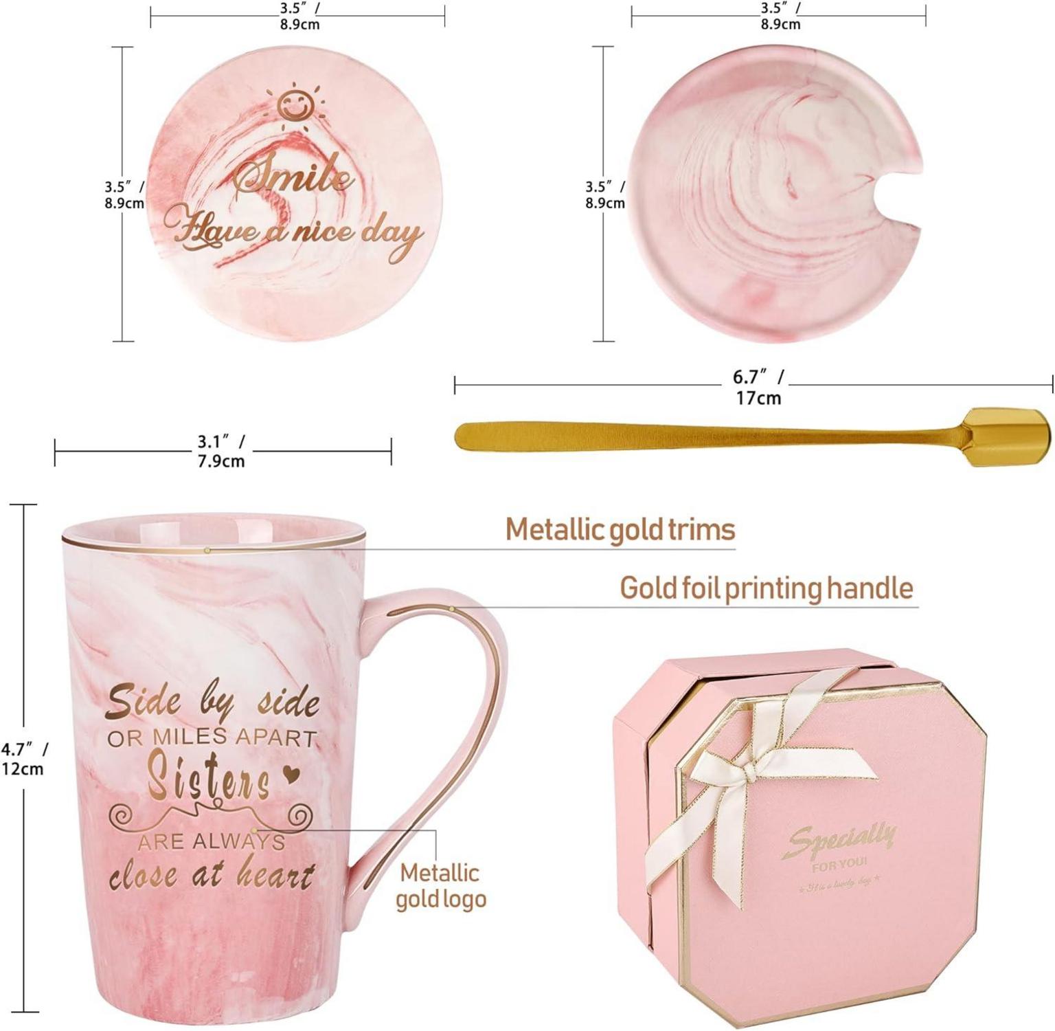 Schwester Geschenke Becher Set - Side by Side oder Miles Apart Sisters