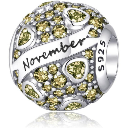 925 Sterling Silber Geburtsstein Herz Charm Anhänger für Damen