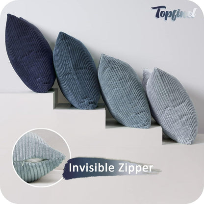Topfinel Kissenbezug blau 45x45 4er Set Kordsamt Sofakissen deco