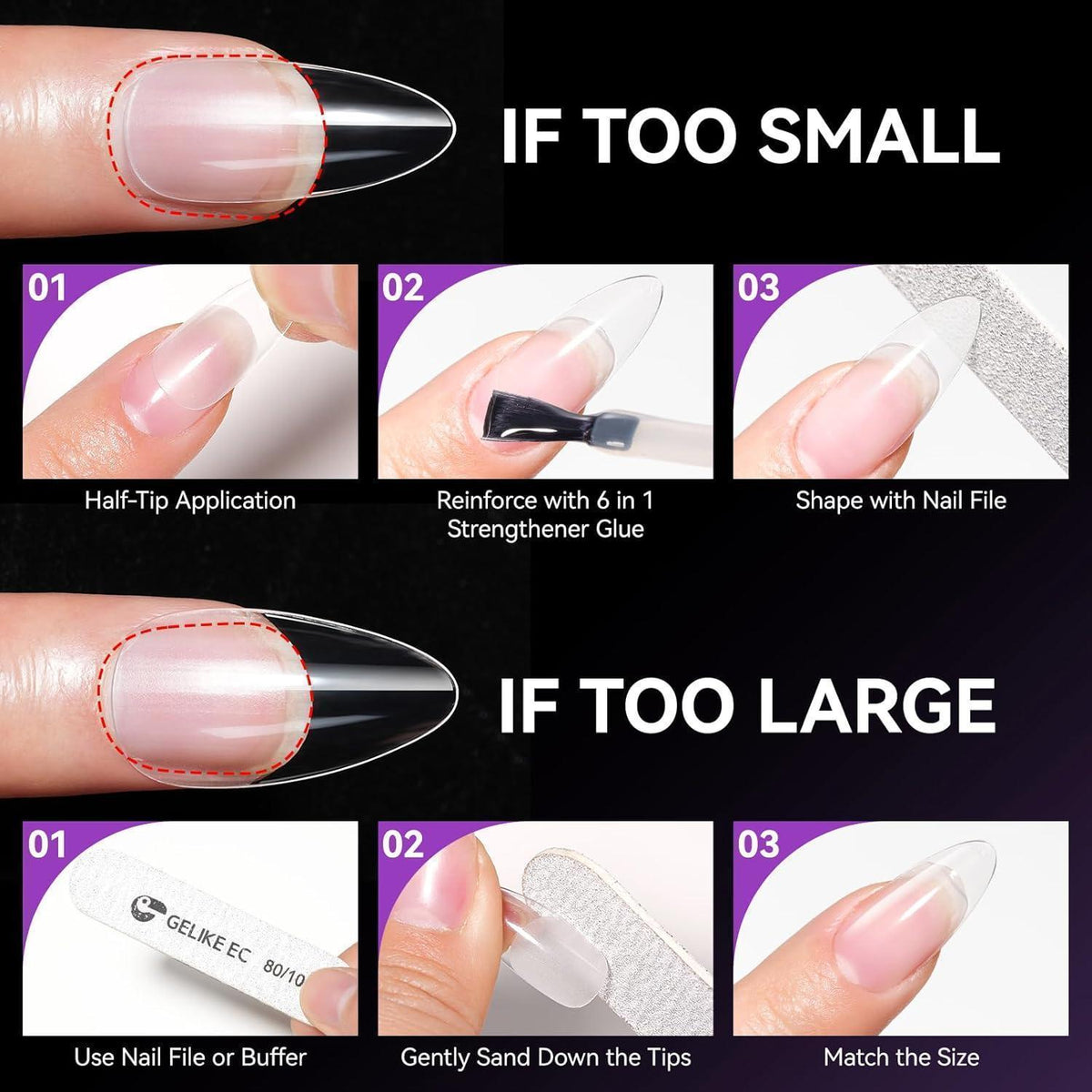 Kurze Mandel Nagelspitzen – 120 Stück für DIY Nageldesign