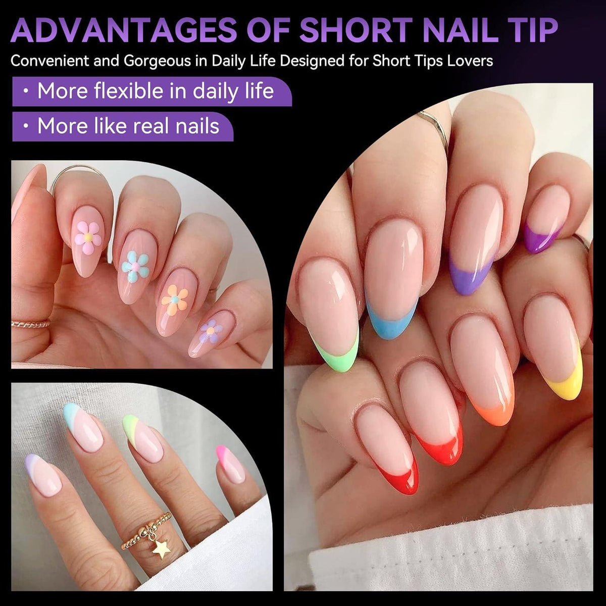 Kurze Mandel Nagelspitzen – 120 Stück für DIY Nageldesign