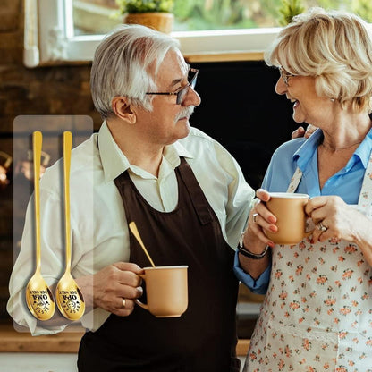 2er Oma Opa Geschenke Gravierte Lange Löffel für Geburtstag