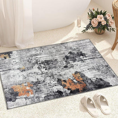 Waschbarer Teppich Wohnzimmer 60x110CM Kurzflor Schlafzimmer Schwarz