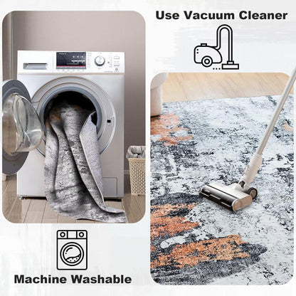 Waschbarer Teppich Abstrakt Modern 80x150CM Schwarz Pet-friendly