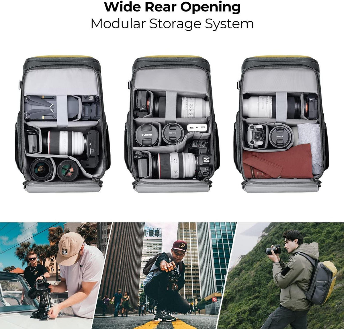 Kamerarucksack mit Laptopfach und multifunktionalen Taschen