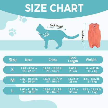 Katzenbody Erholungsanzug Modal Kastration Suit Katze OP Bauchwunden S-Koralle