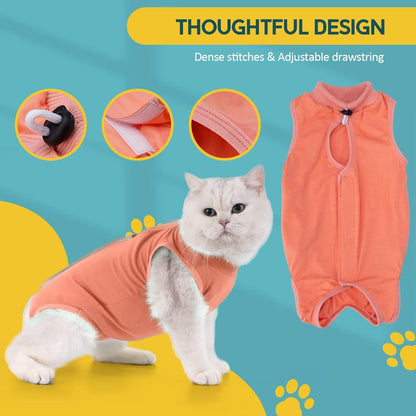 Katzenbody Erholungsanzug Modal Kastration Suit Katze OP Bauchwunden S-Koralle