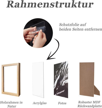 Fotorahmen 30x40cm Holz Natur MDF Rahmen 3er Set Acrylglas