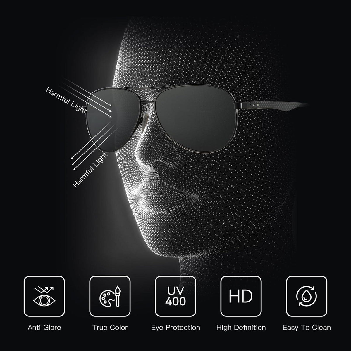 Polarisierte Pilotenbrille Sonnenbrille Herren Damen Retro UV400 Schutz