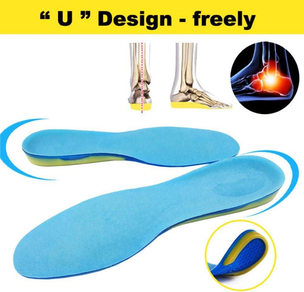 Orthopädische Silikon Gel Einlegesohlen Sport & Alltag 43-45 EU
