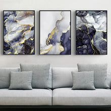Abstrakte Marmor Textur Wandbilder Grau Golden 3er Set