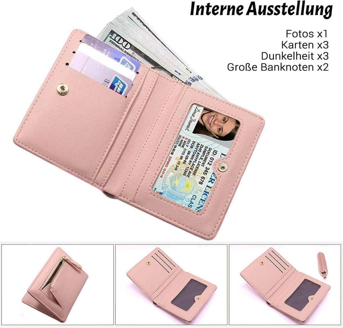 Kleine Geldbörse Damen RFID Mini Portemonnaie 7 Kartenfächer