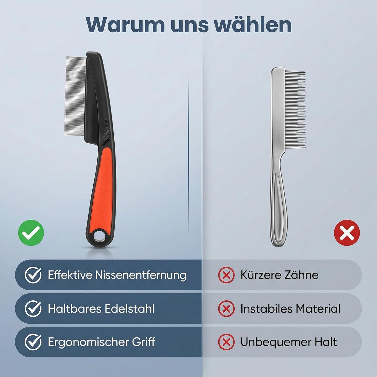 Edelstahl Läusekamm – Feinzahn für effektive Läuseentfernung