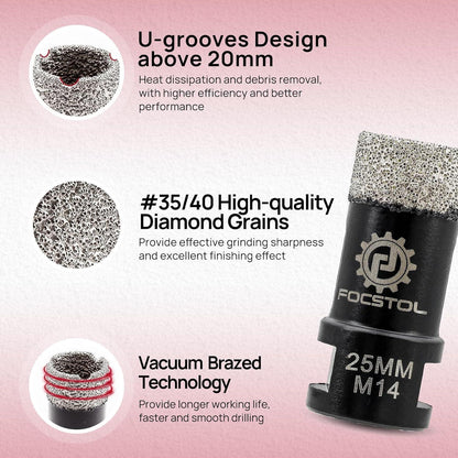 Diamant Fliesenbohrer Set mit Fingerfräser & Adapter für Stein