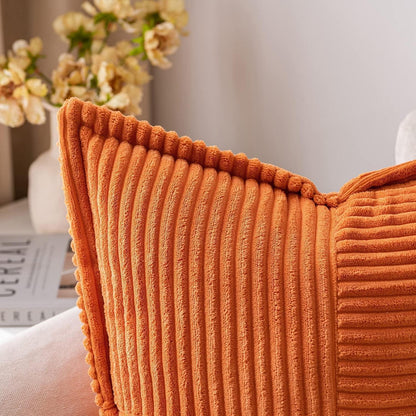 Kordsamt Kissenbezug 40x40cm Orange Patchwork 2er Set