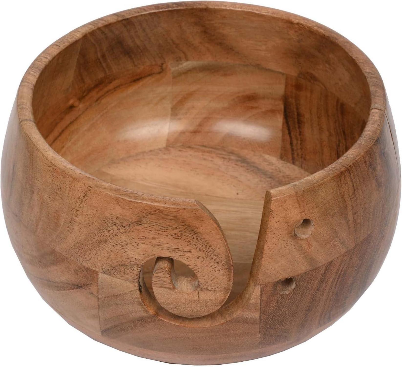 Handgefertigter Schalenhalter aus Akazienholz mit Löchern 17,78 x