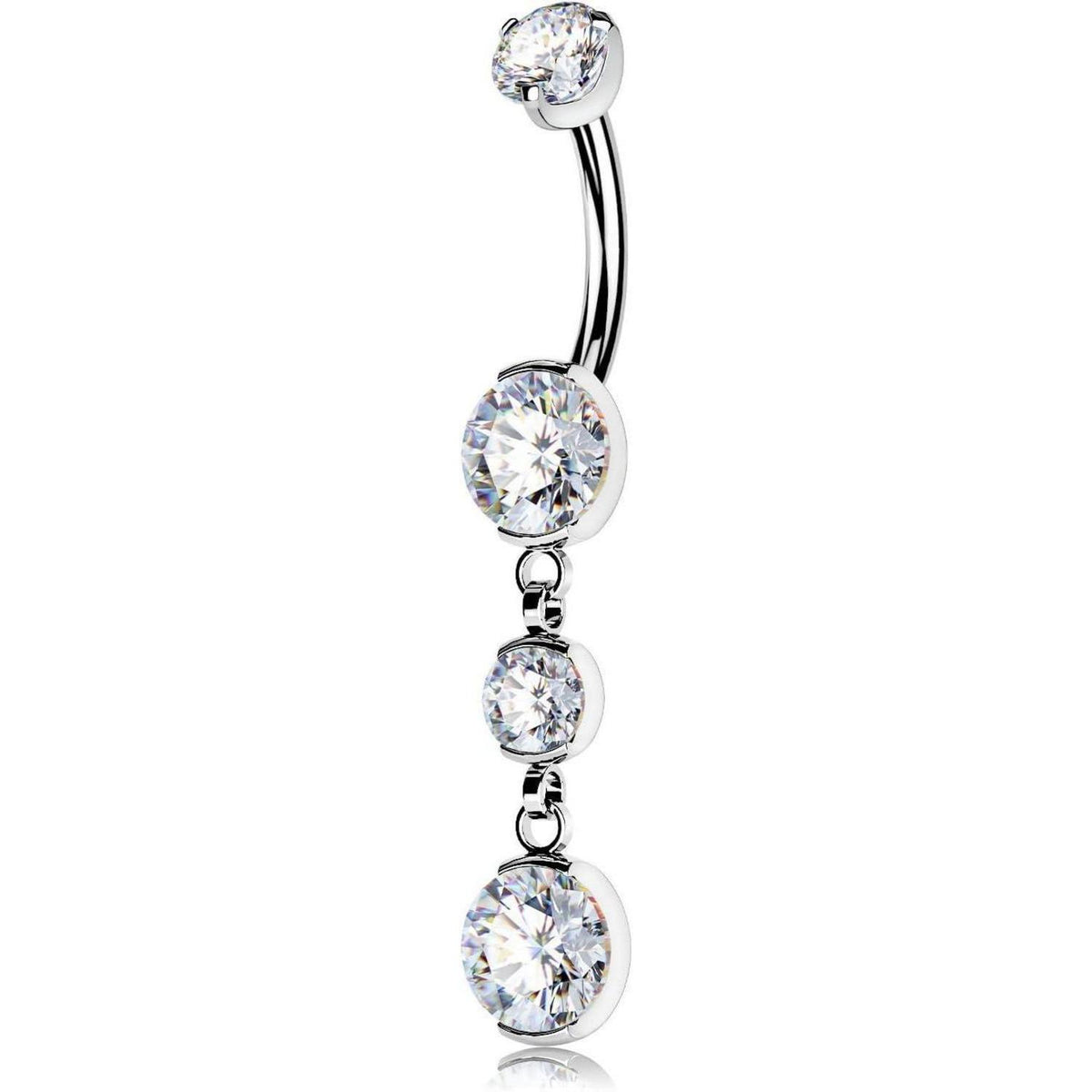 Bauchnabelpiercing Titan 14G 10mm klarer Zirkonia Innengewinde