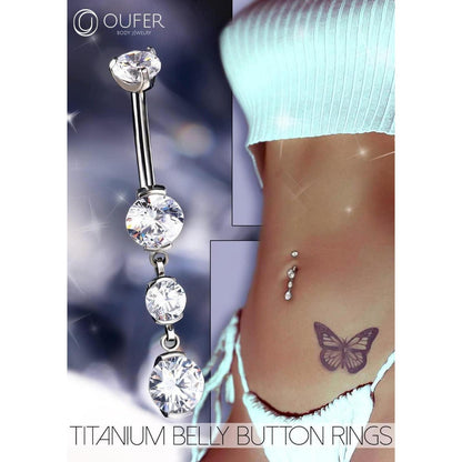 Bauchnabelpiercing Titan 14G 10mm klarer Zirkonia Innengewinde