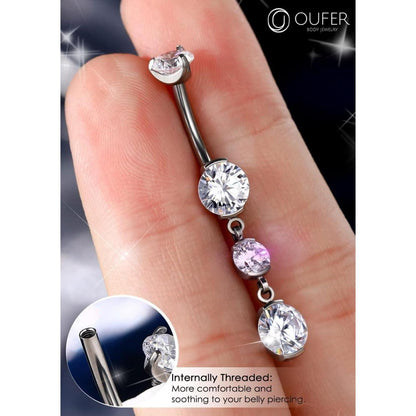 Bauchnabelpiercing Titan 14G 10mm klarer Zirkonia Innengewinde