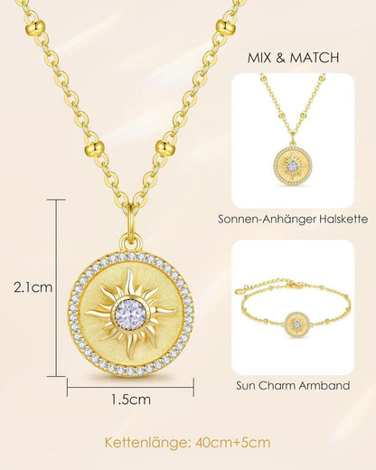 CDE Damen Sonnenkette 925 Sterling Silber Halskette Geburtstagsgeschenk