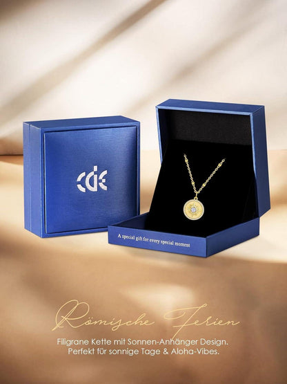 Kette Damen 925 Silber Halskette Frauen Schmuck Sonne Anhänger