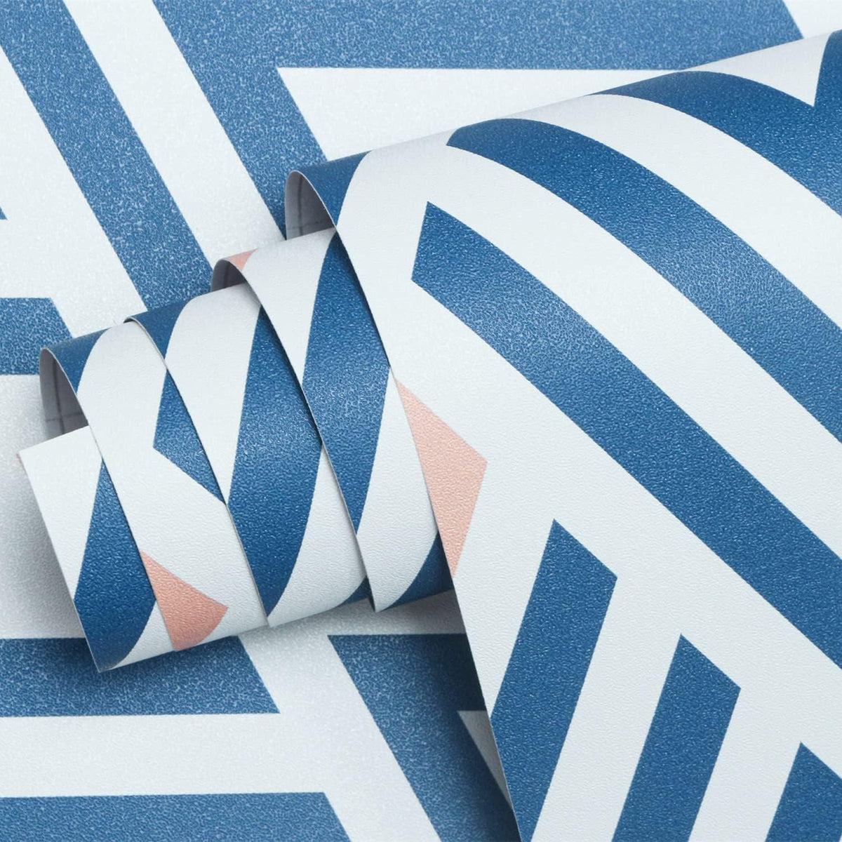 Selbstklebende Geometrische Tapete Blau Weiß 44.5x500cm PVC