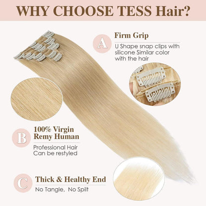 Echthaar Clip-In Extensions – Mittleres Blond, 40cm