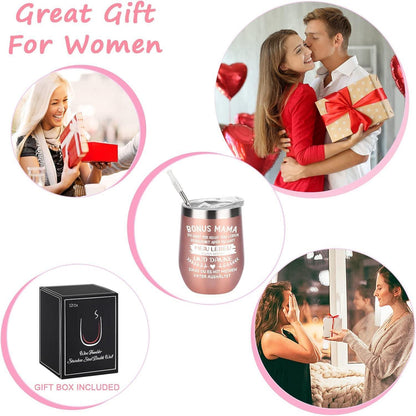 Livole Bonus Mama Geschenk Tasse 12oz Edelstahl Vakuum Thermobecher