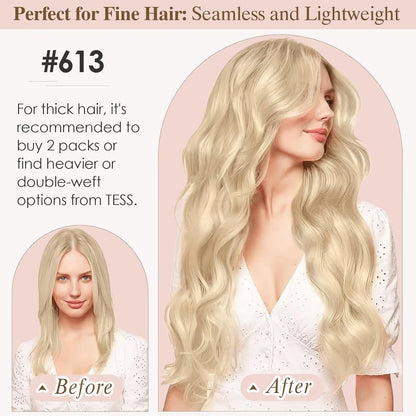 Lichtblond Clip-In Haarverlängerung Echthaar 55cm