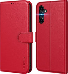 Handyhülle für Samsung Galaxy A14 4G 5G PU Leder RFID Magnet Rot