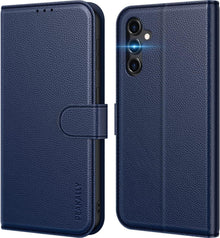 Handyhülle für Samsung Galaxy A14 4G 5G PU Leder RFID Blau
