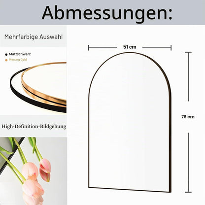 Gewölbter Wandspiegel Schwarz 50x75cm mit Metallrahmen